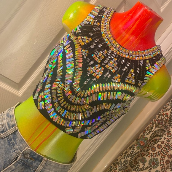 Bebe Show Stopper Sequin Sleeveless Crop Top - Picture 12 of 15